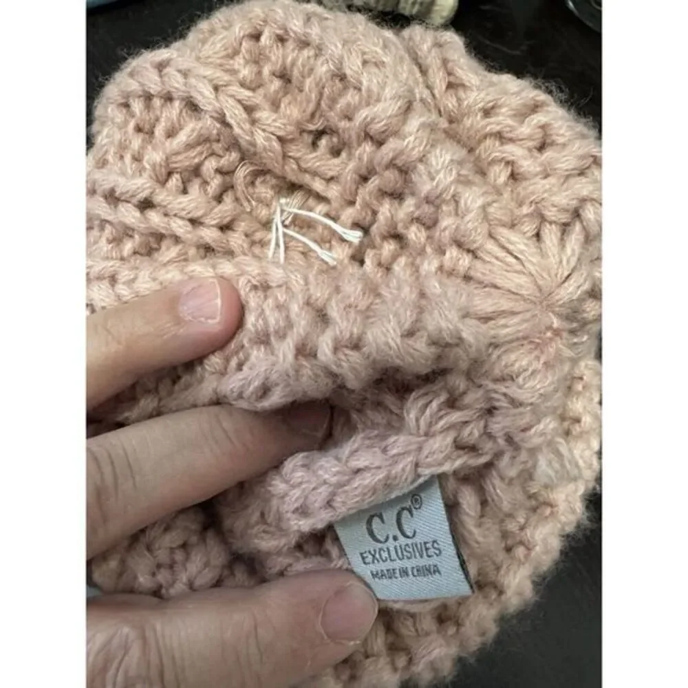 C.C Rose Color kids‎ Beanie With Pums